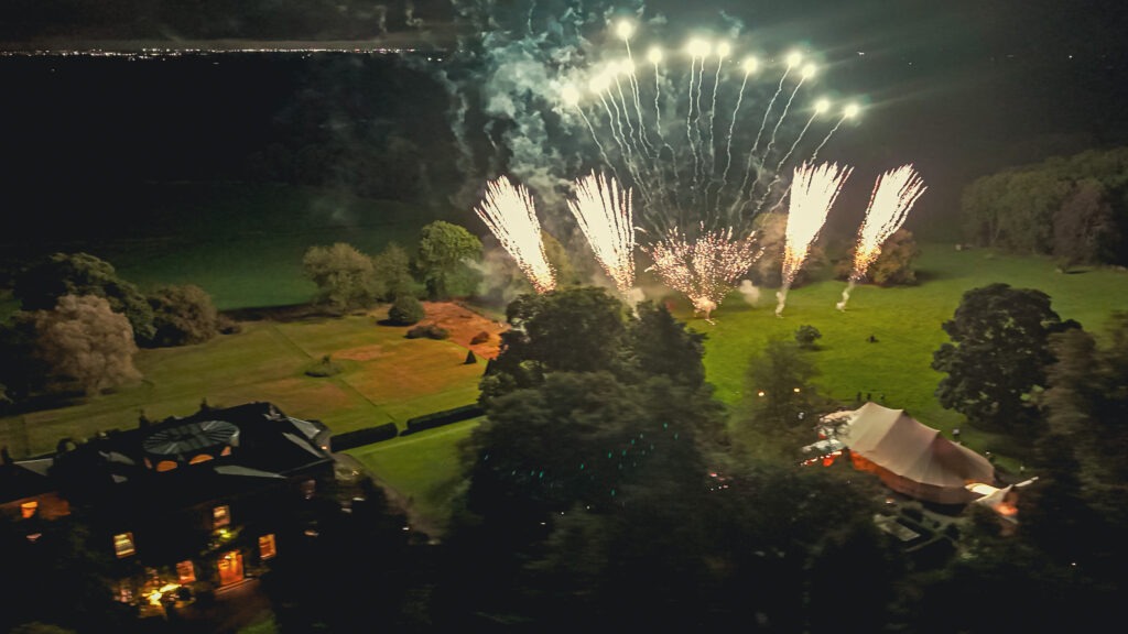 Main House marquee at Middleton Lodge with wedding fireworks